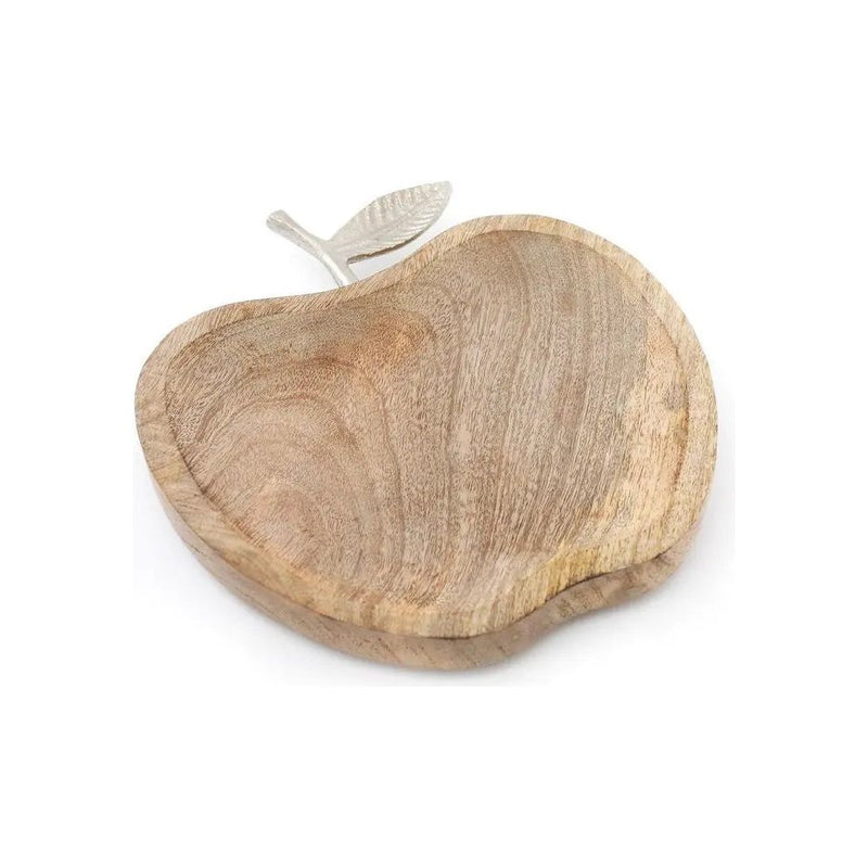Wooden Apple Designed Tray with Silver Leaf - Small gekofaire