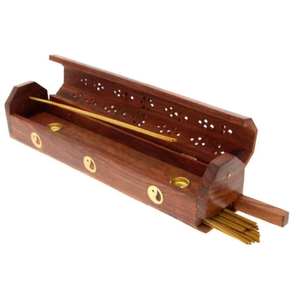 Wooden Incense Stick Holder Burning Joss Incense Box Incense Burner Ash Catcher Unbranded