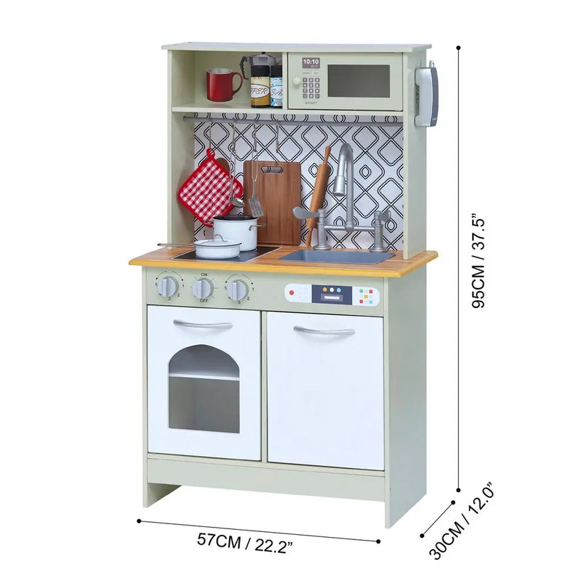 Wooden Kitchen Playset with Interactive Features & 9 Accessories Teamson Kids
