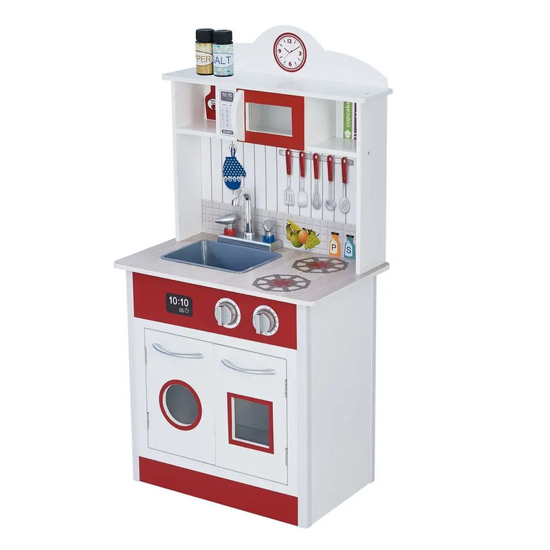Wooden Kitchen Toy Kitchen With 2 Role Play Accessories TD-12385R Teamson Kids