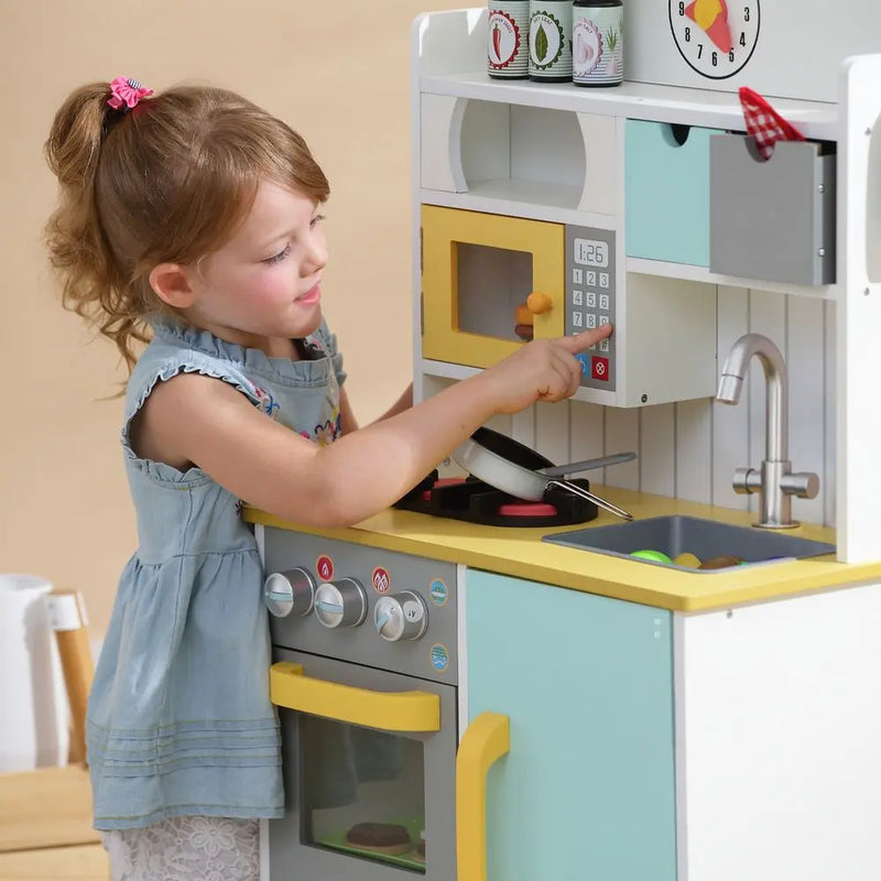 Wooden Kitchen Toy Kitchen With 5 Role Play Accessories TD-11708AR Teamson Kids