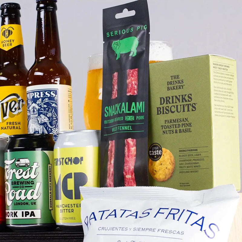 XXL Beer and Snacks Hamper Gift in Luxury Pine Box Spirit Journeys Gifts