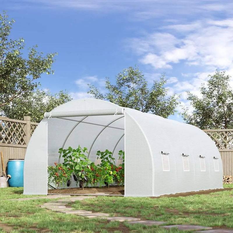 Outsunny 6 x 3 x 2 m Polytunnel Greenhouse w/ Zippered Door and 8 Windows Outsunny