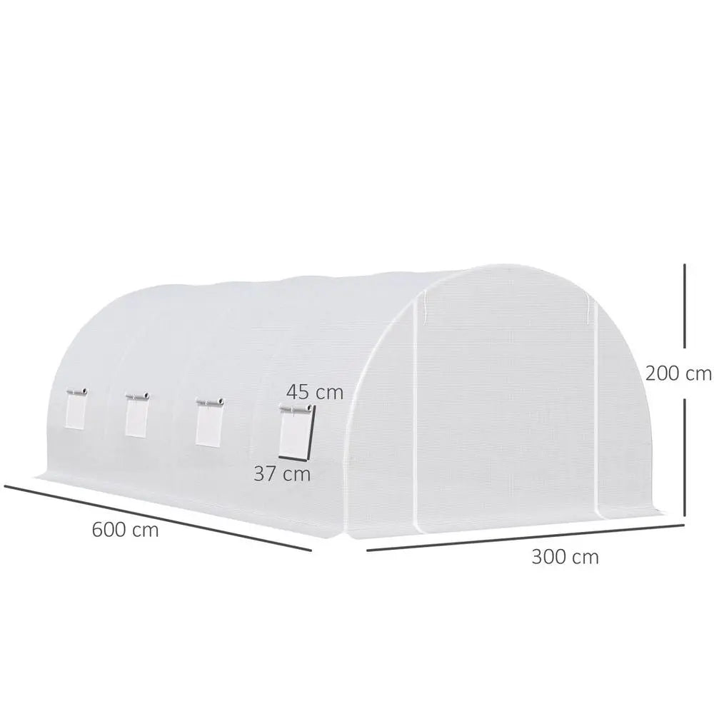 Outsunny 6 x 3 x 2 m Polytunnel Greenhouse w/ Zippered Door and 8 Windows Outsunny