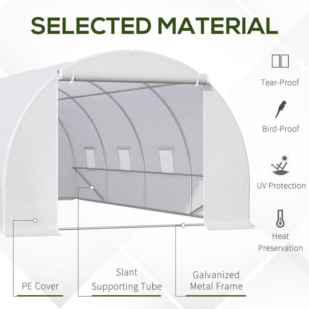 Outsunny 6 x 3 x 2 m Polytunnel Greenhouse w/ Zippered Door and 8 Windows Outsunny
