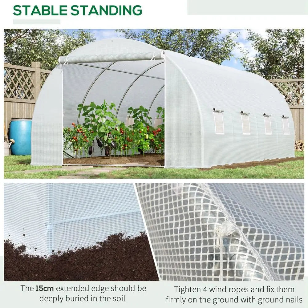 Outsunny 6 x 3 x 2 m Polytunnel Greenhouse w/ Zippered Door and 8 Windows Outsunny
