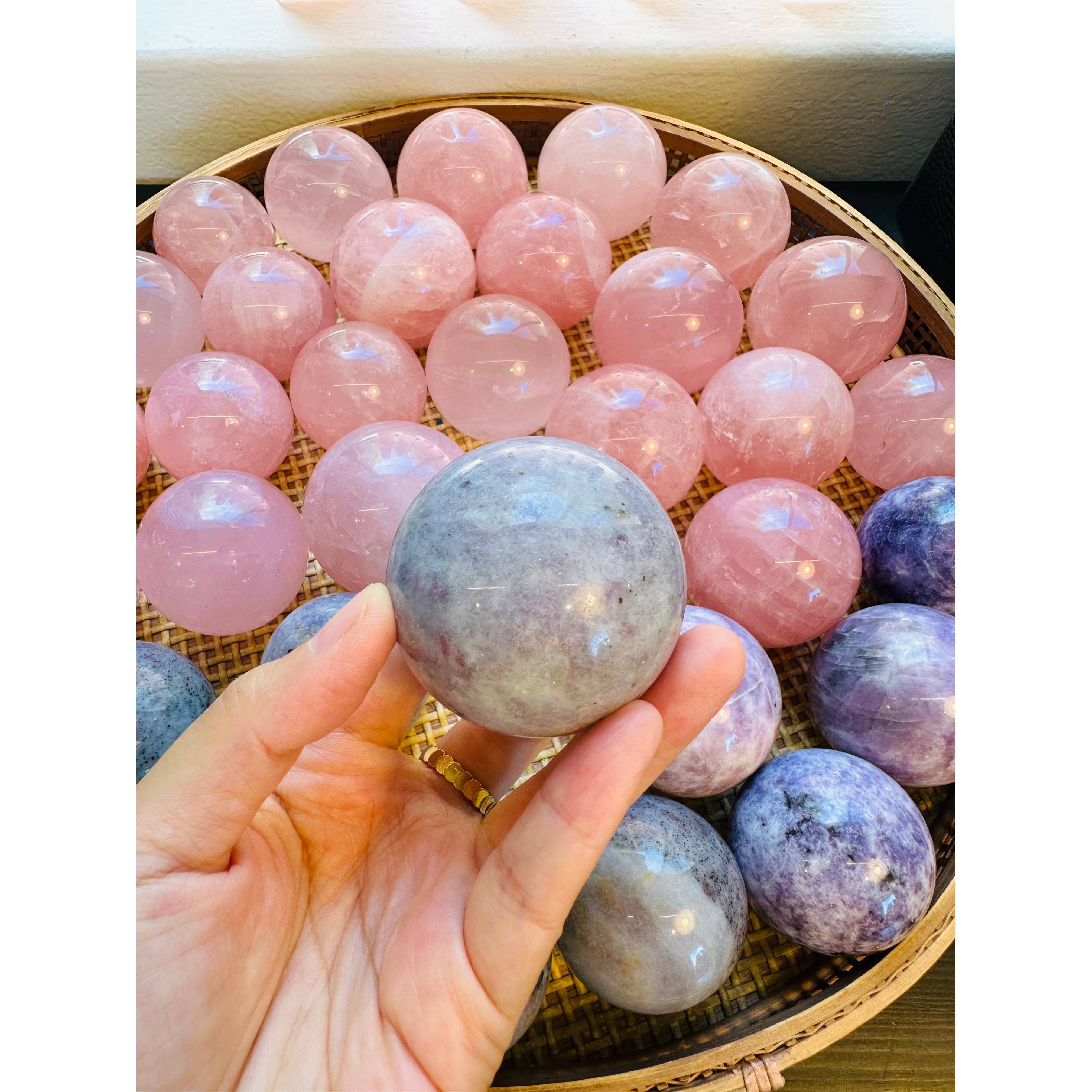 Gorgeous Lepidolite Sphere - Healing Crystal, Calming Energy: 4.5-5.5cm