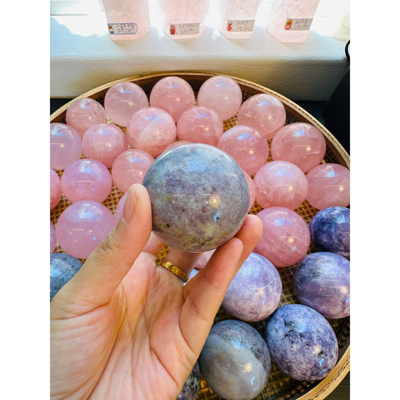 Gorgeous Lepidolite Sphere - Healing Crystal, Calming Energy: 4.5-5.5cm