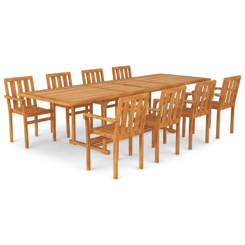 vidaXL 9 Piece Garden Dining Set Solid Teak Wood Spirit Journeys Gifts