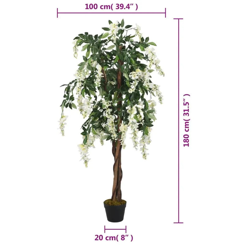 vidaXL Artificial Wisteria Tree 1260 Leaves 180 cm Green and White Spirit Journeys Gifts