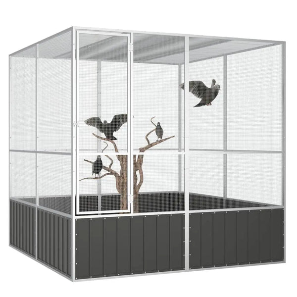 vidaXL Bird Cage Anthracite 213.5x217.5x211.5 cm Galvanised Steel Spirit Journeys Gifts