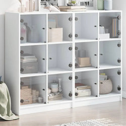 vidaXL Bookcase with Doors White 136x37x109 cm Engineered Wood Spirit Journeys Gifts