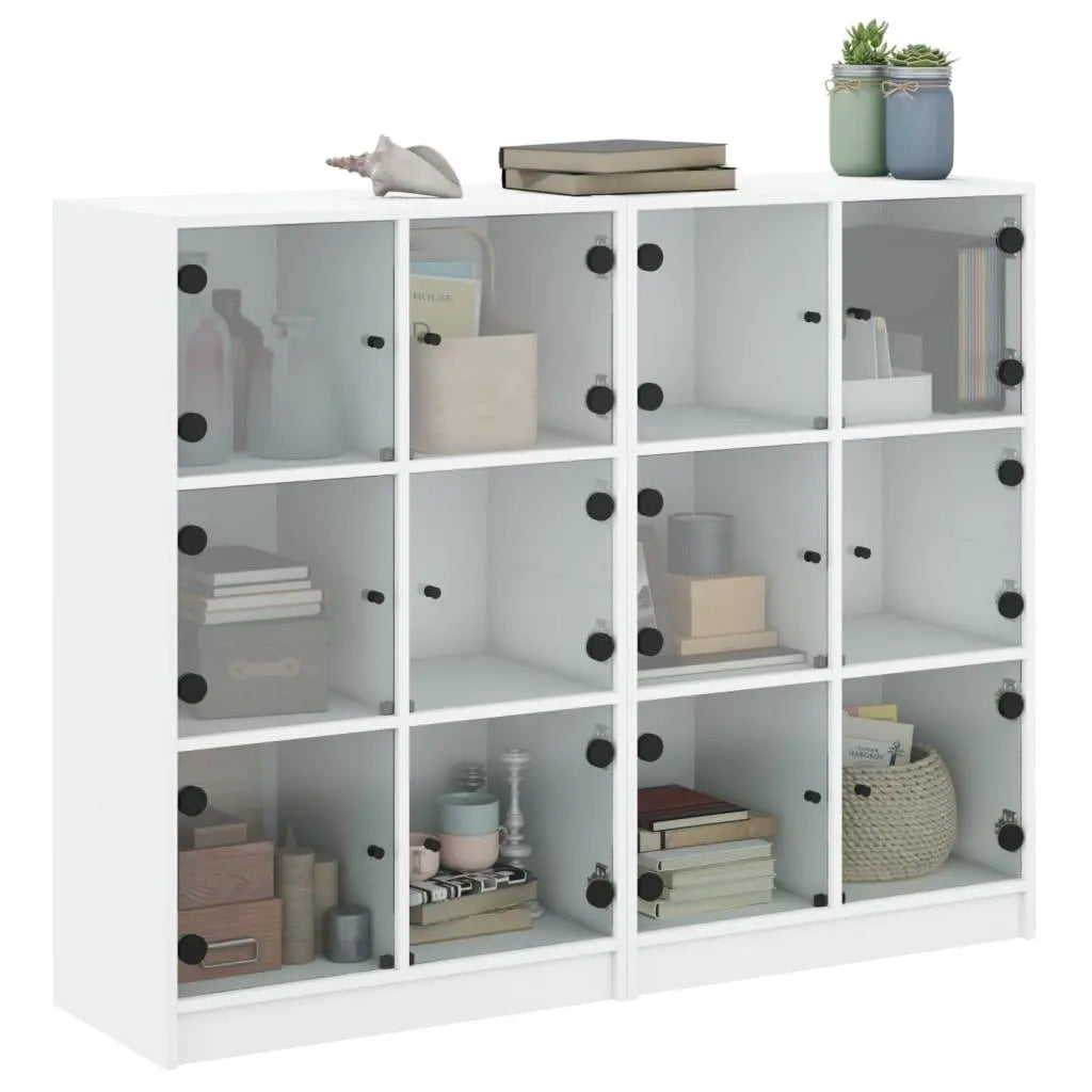 vidaXL Bookcase with Doors White 136x37x109 cm Engineered Wood Spirit Journeys Gifts