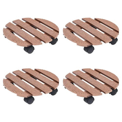 vidaXL Plant Trolleys 4 pcs Brown Ø30x7,5 cm WPC Spirit Journeys Gifts