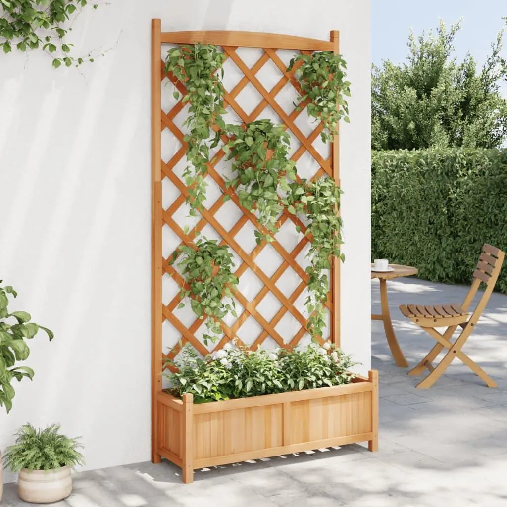 vidaXL Planter with Trellis Brown Solid Wood Fir Spirit Journeys Gifts