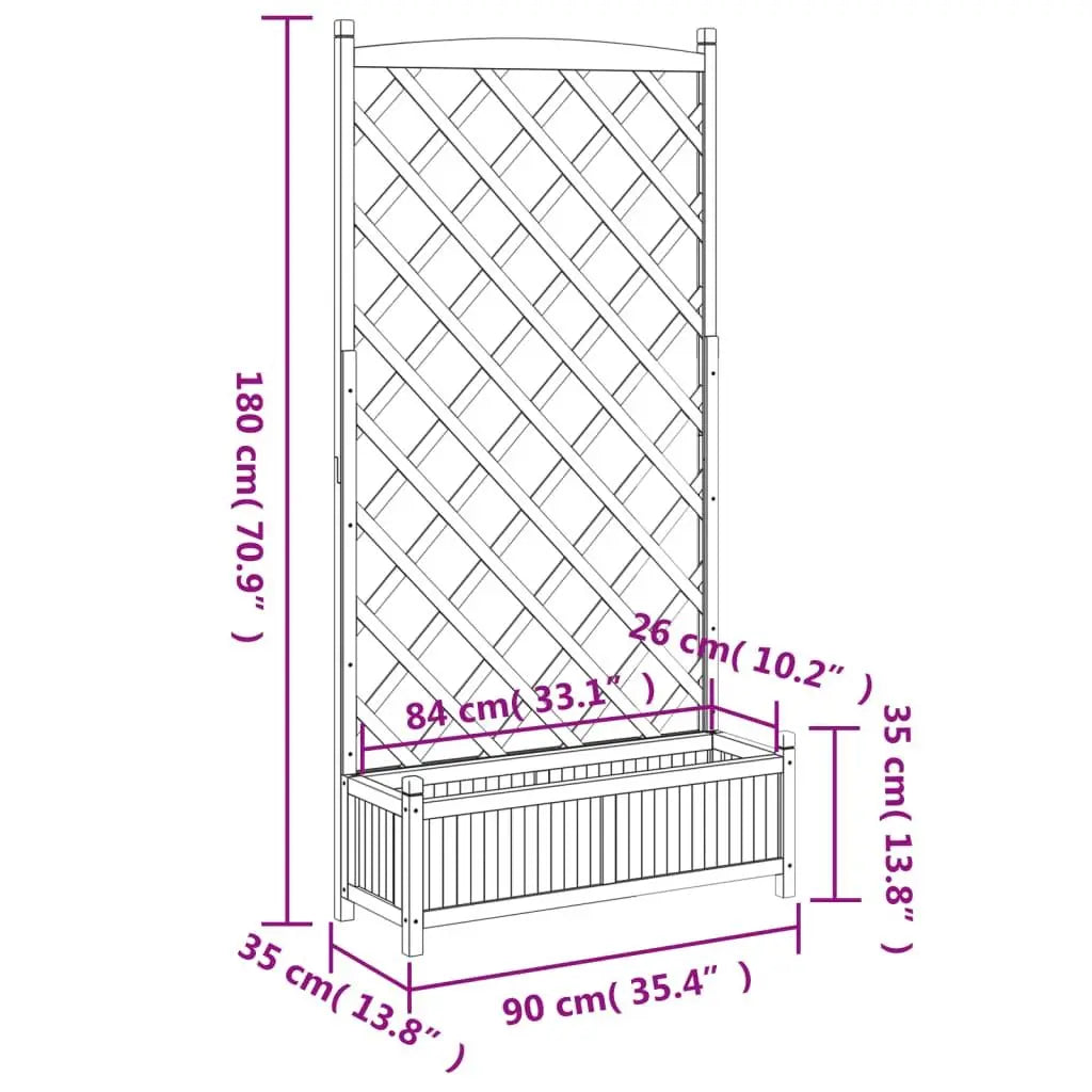 vidaXL Planter with Trellis Brown Solid Wood Fir Spirit Journeys Gifts