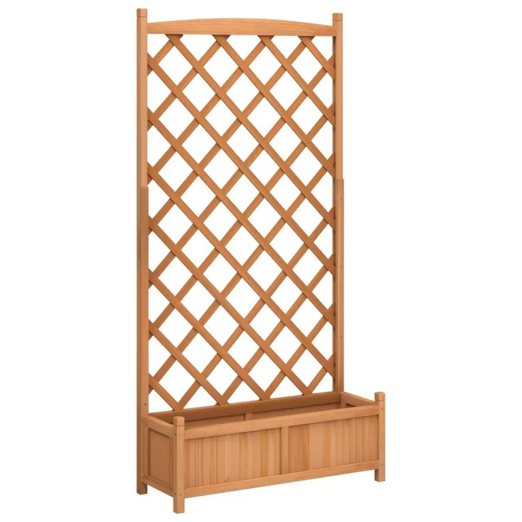 vidaXL Planter with Trellis Brown Solid Wood Fir Spirit Journeys Gifts