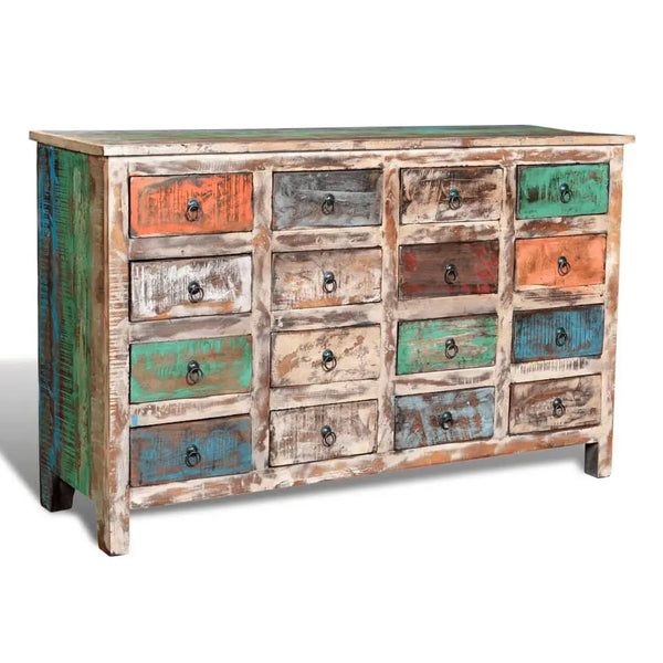 vidaXL Reclaimed Cabinet Solid Wood Multicolour with 16 Drawers Spirit Journeys Gifts