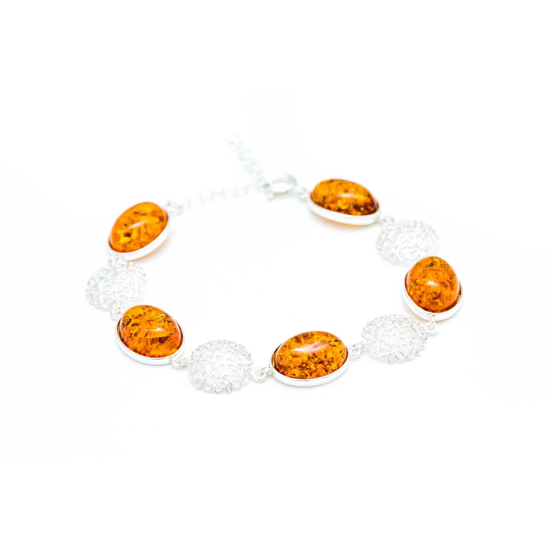 Alternating Filigree Statement Amber Bracelet Spirit Journeys