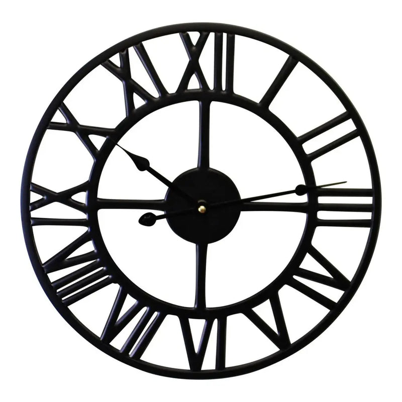 Black Metal Roman Numeral Wall Clock 39cm Geko