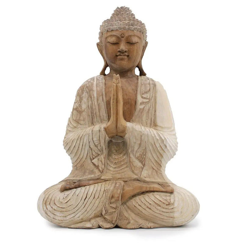 Buddha Statue Whitewash - 40cm Welcome Ancient Wisdom