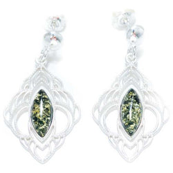 Chandelier Frame Green Amber Earrings Spirit Journeys