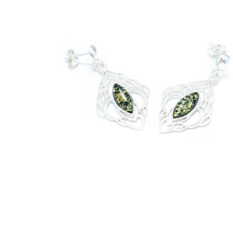 Chandelier Frame Green Amber Earrings Spirit Journeys