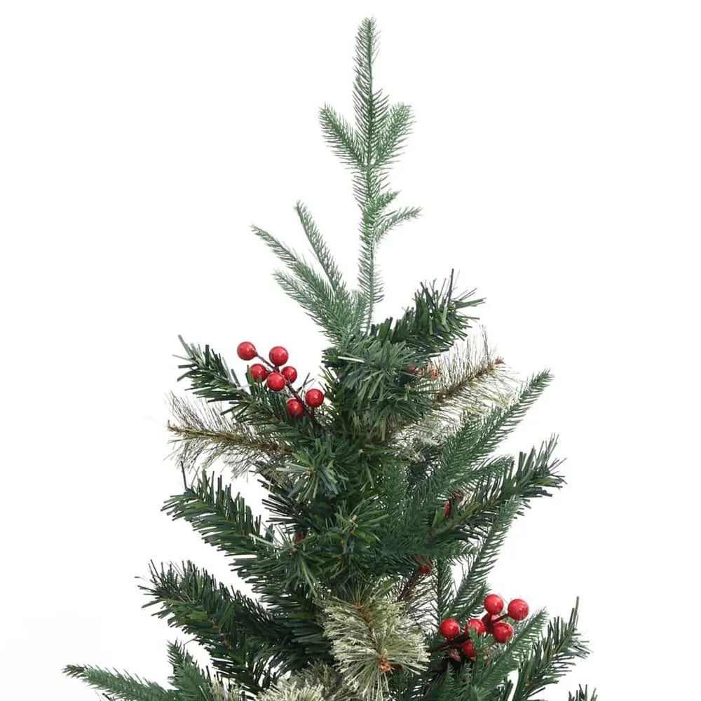 Christmas Tree with Pine Cones Green 120 cm to 225 cm PVC&PE vidaXL