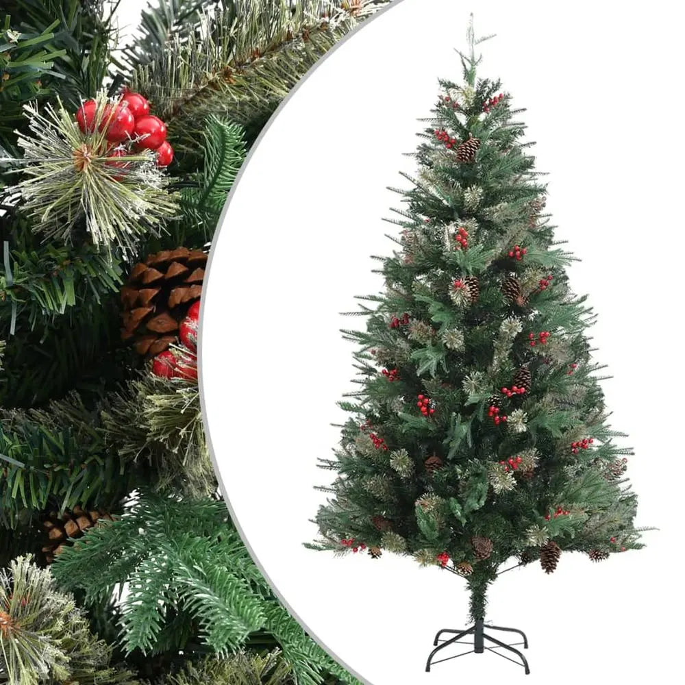 Christmas Tree with Pine Cones Green 120 cm to 225 cm PVC&PE vidaXL