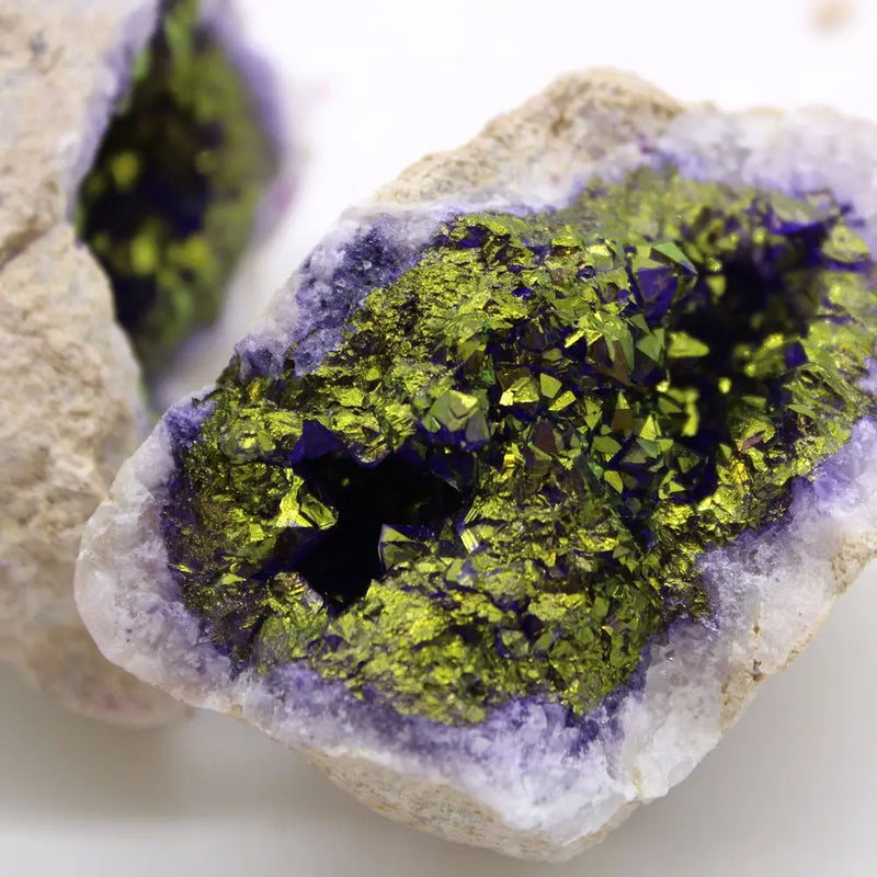 Coloured Calsite Geodes - Natural Rock - Purple & Gold Ancient Wisdom