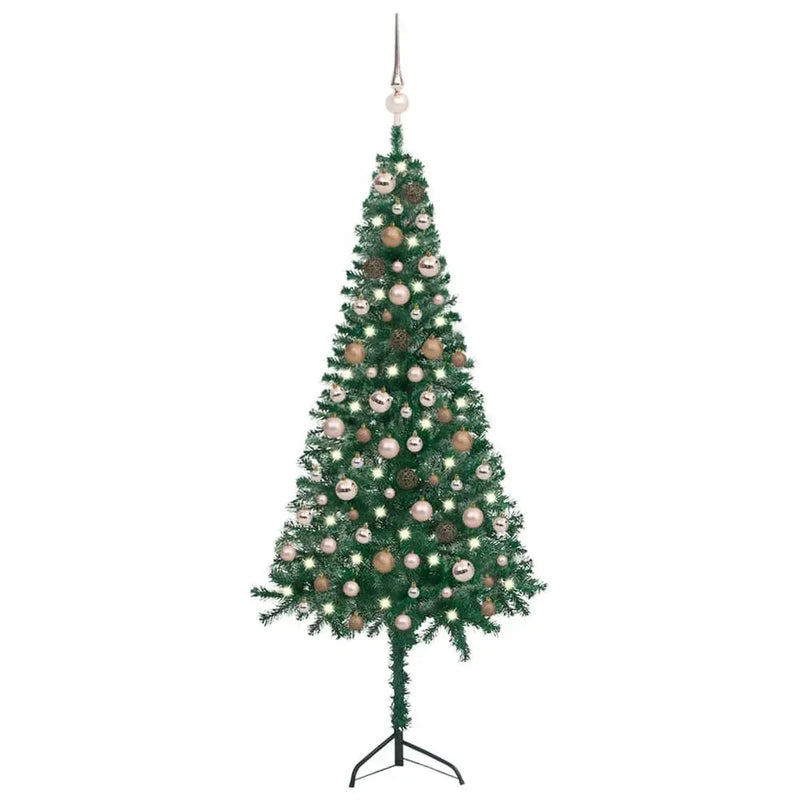 Corner Artificial Christmas Tree LEDs&Ball Set Green 120 cm to 240 cm  PVC vidaXL