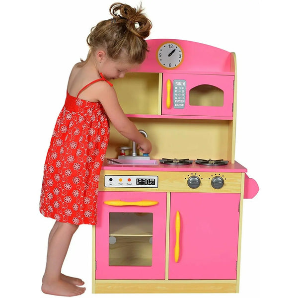 Deluxe Interactive Wooden Play Kitchen in Pink for Boys & Girls Teamson Kids
