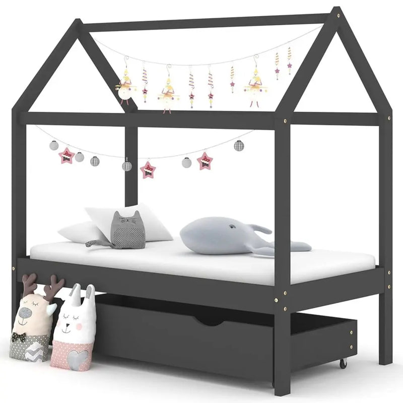 Kids Bed Frame with Drawer Solid Pine Wood 70x140 cm to 90 x 200 cm vidaXL