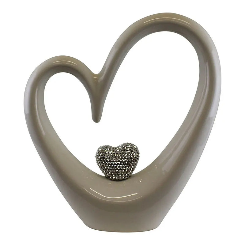Large White Ceramic Heart With Diamante Ornament Unbranded