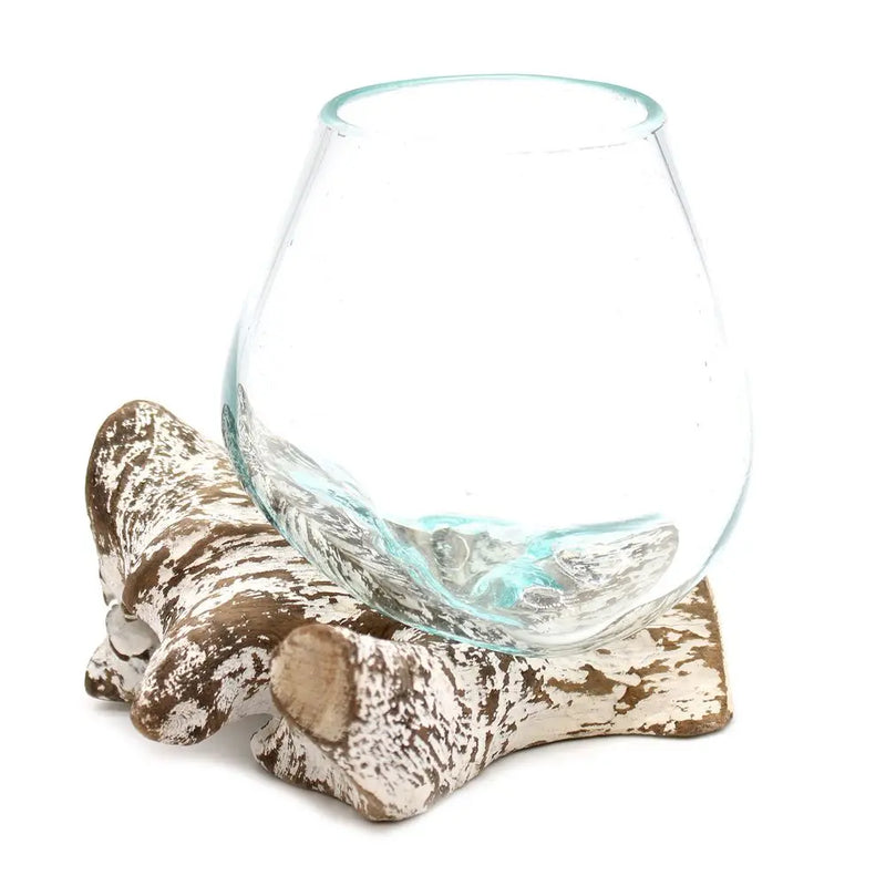 Molten Glass on Whitewash Wood - Small Bowl Ancient Wisdom