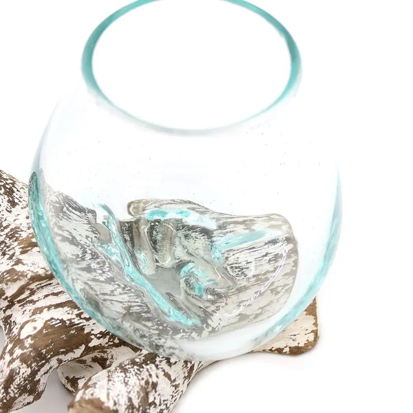 Molten Glass on Whitewash Wood - Small Bowl Ancient Wisdom