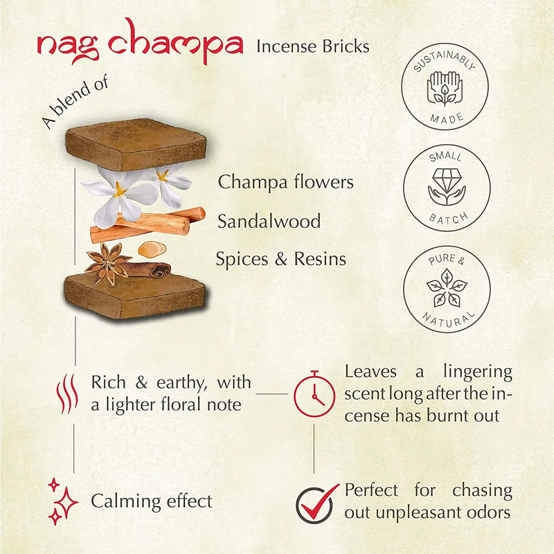 Nag Champa Incense Bricks Refill Pack (3 x 9 Bricks) by Aromafume Spirit Journeys Gifts