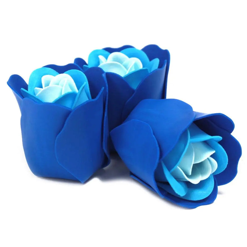 Set of 3 Soap Flower Heart Box - Blue Wedding Roses Ancient Wisdom