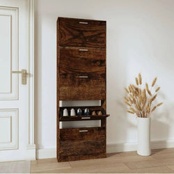 Shoe Cabinet Smoked Oak 59x17x169 cm Engineered Wood vidaXL