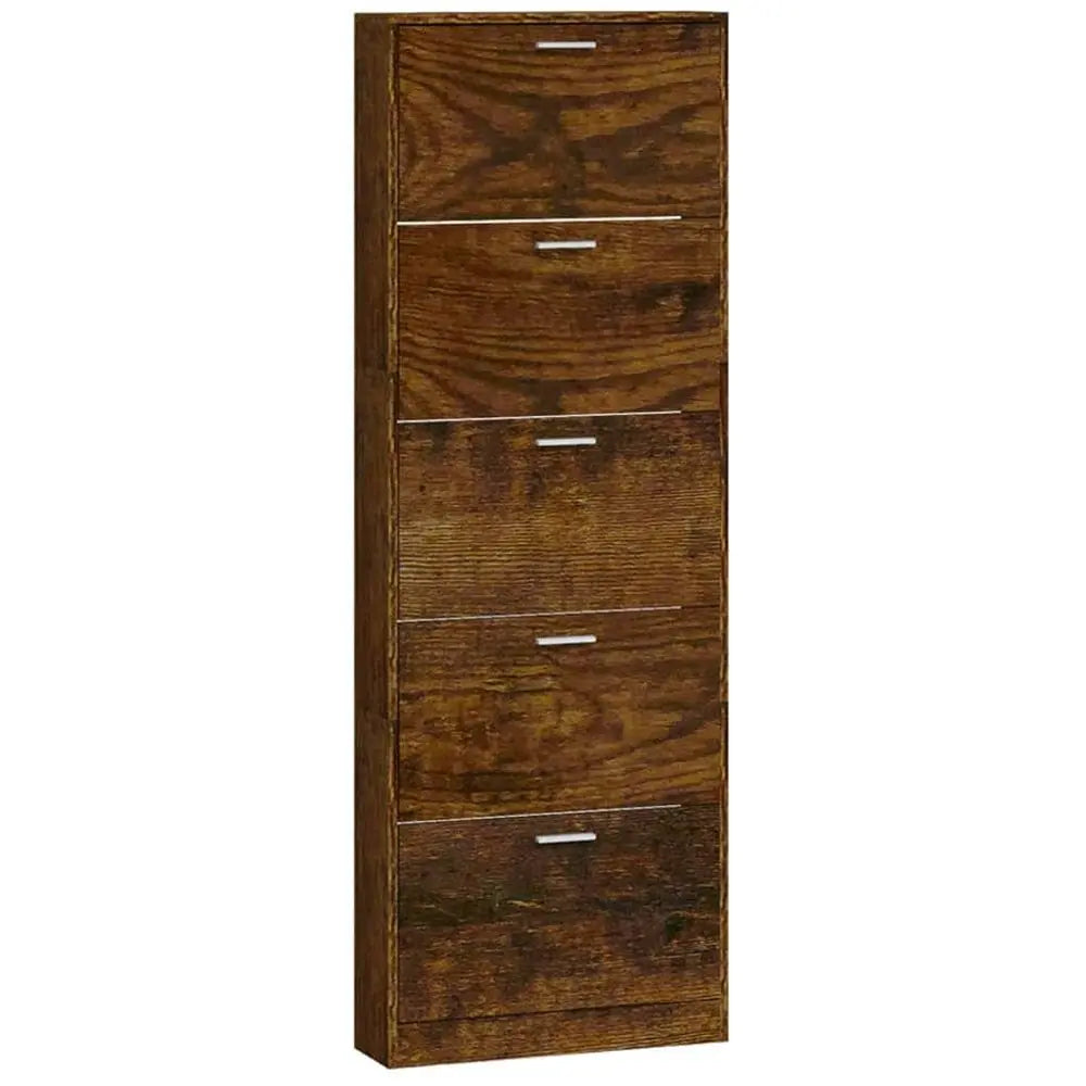 Shoe Cabinet Smoked Oak 59x17x169 cm Engineered Wood vidaXL