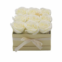 Soap Flower Gift Bouquet - 9 Cream Roses - Square Ancient Wisdom