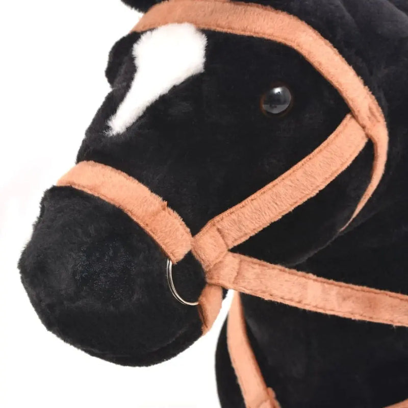 Standing Toy Horse Plush Black vidaXL