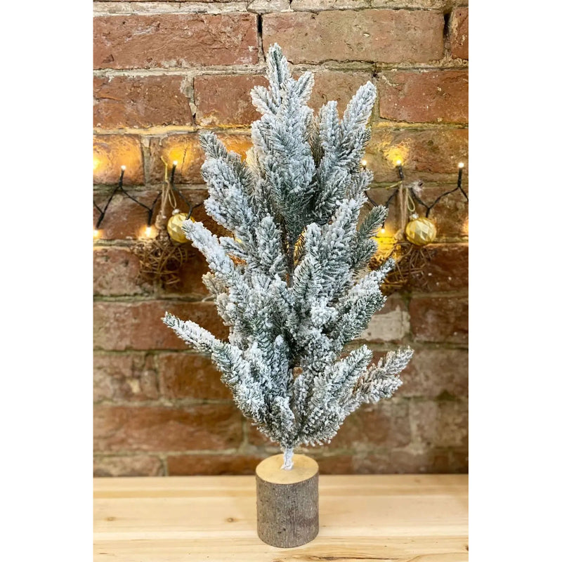 Tall Frosted Christmas Tree In Log 56cm Geko