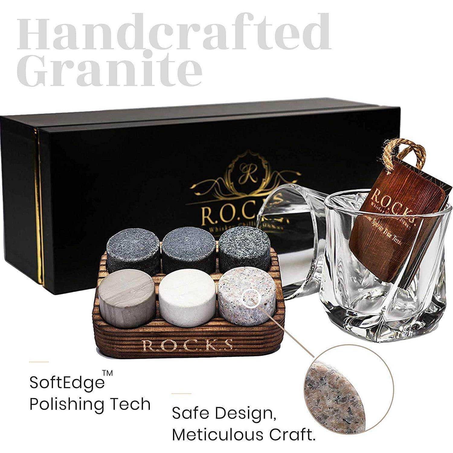 Whiskey Chilling Stones Gift Set With 2 Twist Crystal Glasses Spirit Journeys