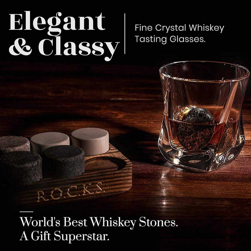 Whiskey Chilling Stones Gift Set With 2 Twist Crystal Glasses Spirit Journeys