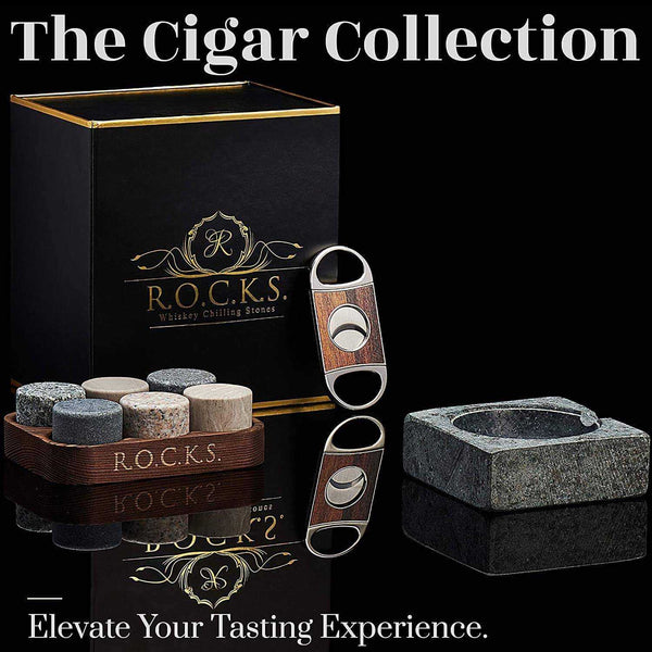 Whiskey Stones Gift Set with Cigar Cutter & Cigar Ashtray Spirit Journeys