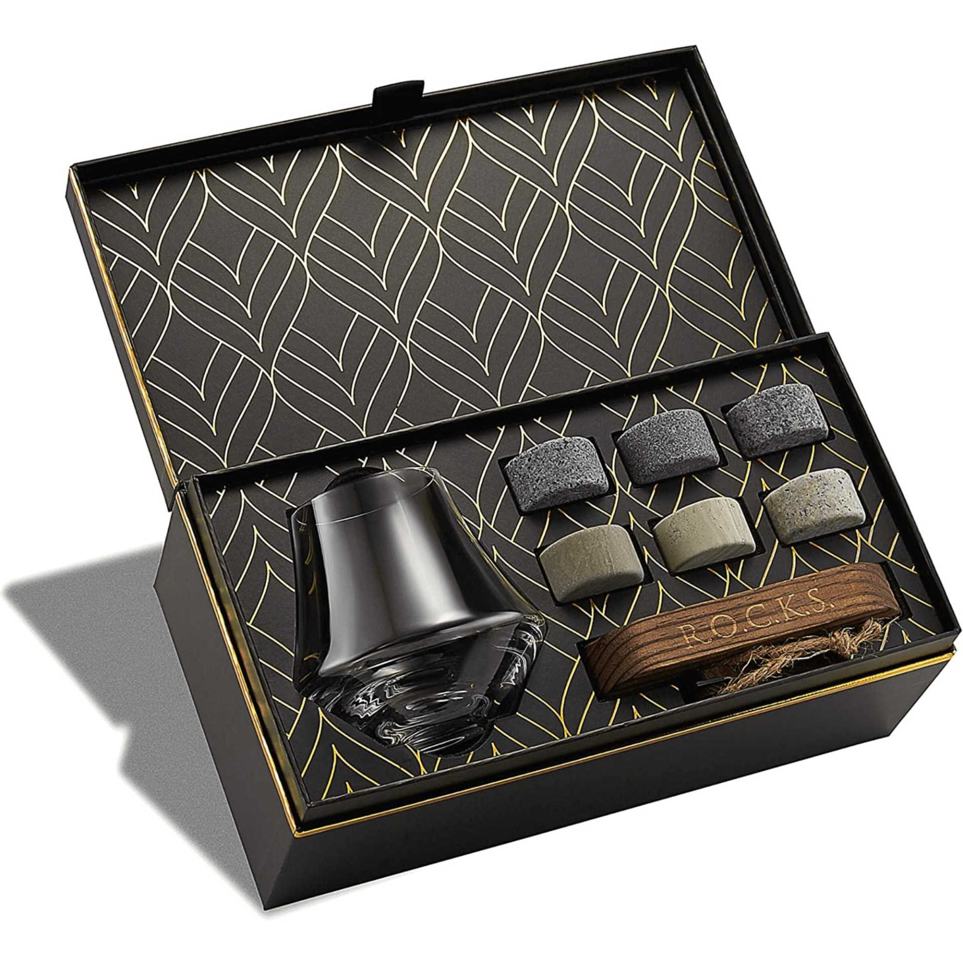 Whiskey Stones & Crystal Nosing Tasting Glass Gift Set Spirit Journeys