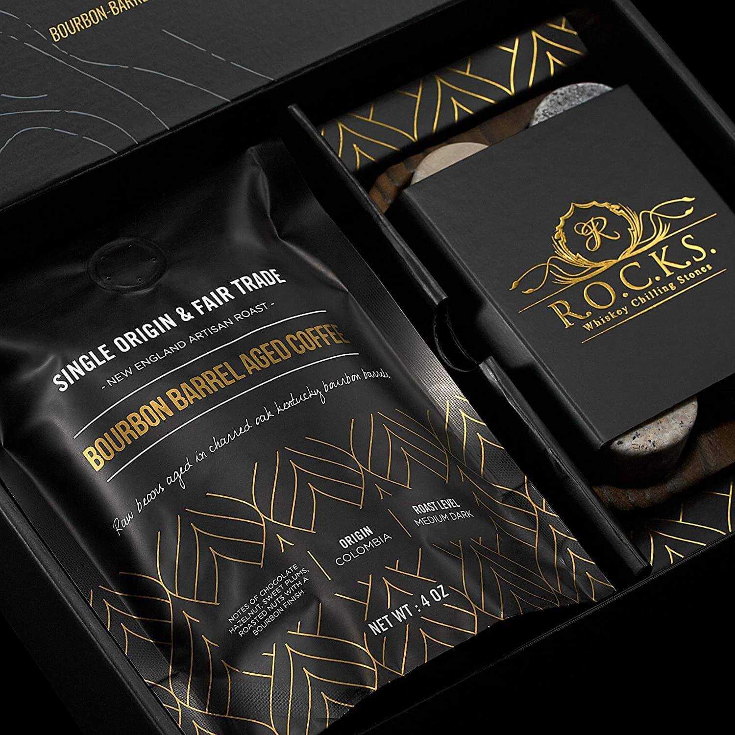 Whiskey Stones & Kentucky Bourbon Barrel Aged Coffee Tasting Gift Set Spirit Journeys