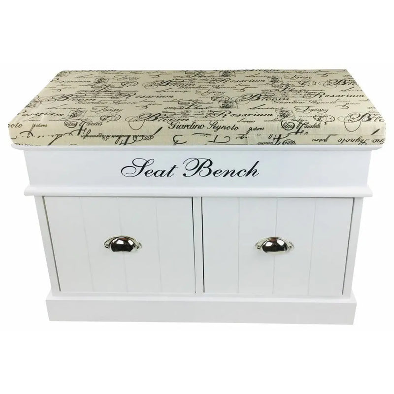White Seat Bench With 2 Drawers & Lid 70cm Geko