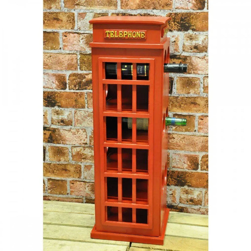 Wooden Telephone Box Wine Rack 77cm Geko